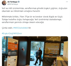Bakan Yerlikaya: Esnaflarımıza yönelik boykot çağrıları milletimizin emeğine ihanettir