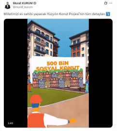 Bakan Kurum'dan 500 bin konut projesine ilişkin paylaşım