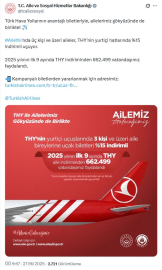 THY'nin 'Aile Yılı' indiriminden 662 bin 499 kişi faydalandı