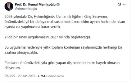 Bakan Memişoğlu: DUS, bir defaya mahsus nisan ayında da yapılacak