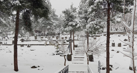 Yesemek Açık Hava Müzesi beyaza büründü