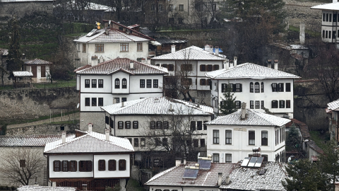 Safranbolu'nun tarihi konakları karla kaplandı