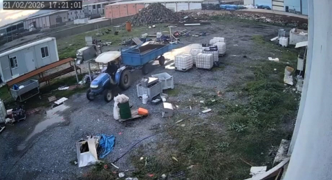 Römork hırsızlığı kamerada