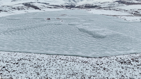 Erzurum’da Demirdöven Barajı buz tuttu