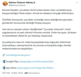 Bakan Göktaş: 'Çocuklar Güvende' mobil uygulamamızı ve web sitemizi hizmete sunduk