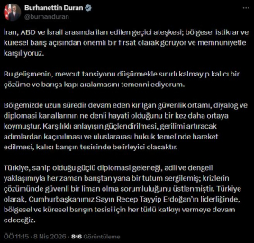 İletişim Başkanı Duran: Geçici ateşkesi memnuniyetle karşılıyoruz