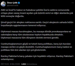 Ömer Çelik: Geçici ateşkesin bütün boyutlarıyla uygulanmasını temenni ediyoruz