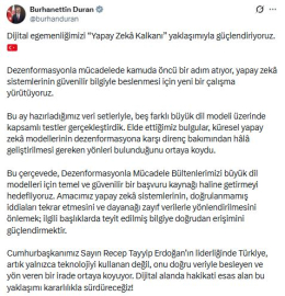 İletişim Başkanı Duran: Yapay zekanın güvenilir bilgiyle beslenmesi için çalışma yürütüyoruz