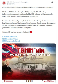 MSB, TBMM'nin 106'ncı kuruluş yılını kutladı