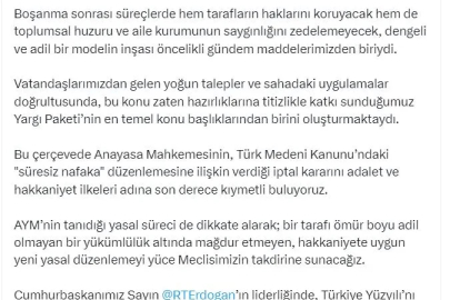 Bakan Gürlek'ten 'süresiz nafaka' düzenlemesinin iptaline ilişkin açıklama