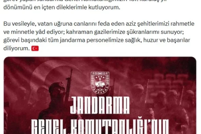 İletişim Başkanı Duran, Jandarma Teşkilatı'nın kuruluş yıl dönümünü kutladı