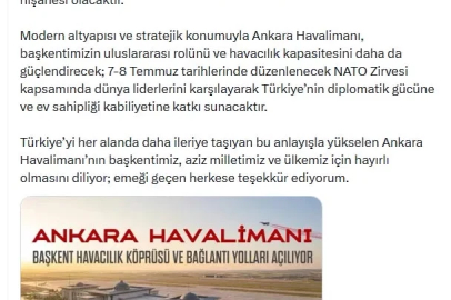 İletişim Başkanı Duran: Ankara Havalimanı, başkentimizin uluslararası rolünü güçlendirecek